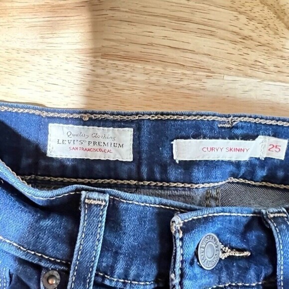 Levi's Womens Dark Wash Curvy Skinny Premium Denim Jeans Sz 25 - Picture 5 of 11